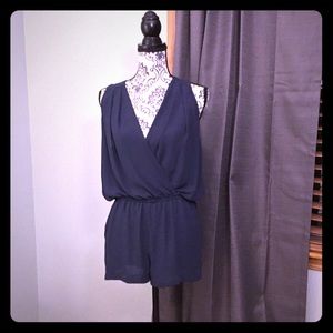 BCBG Navy Deep Plunge Romper - Size S